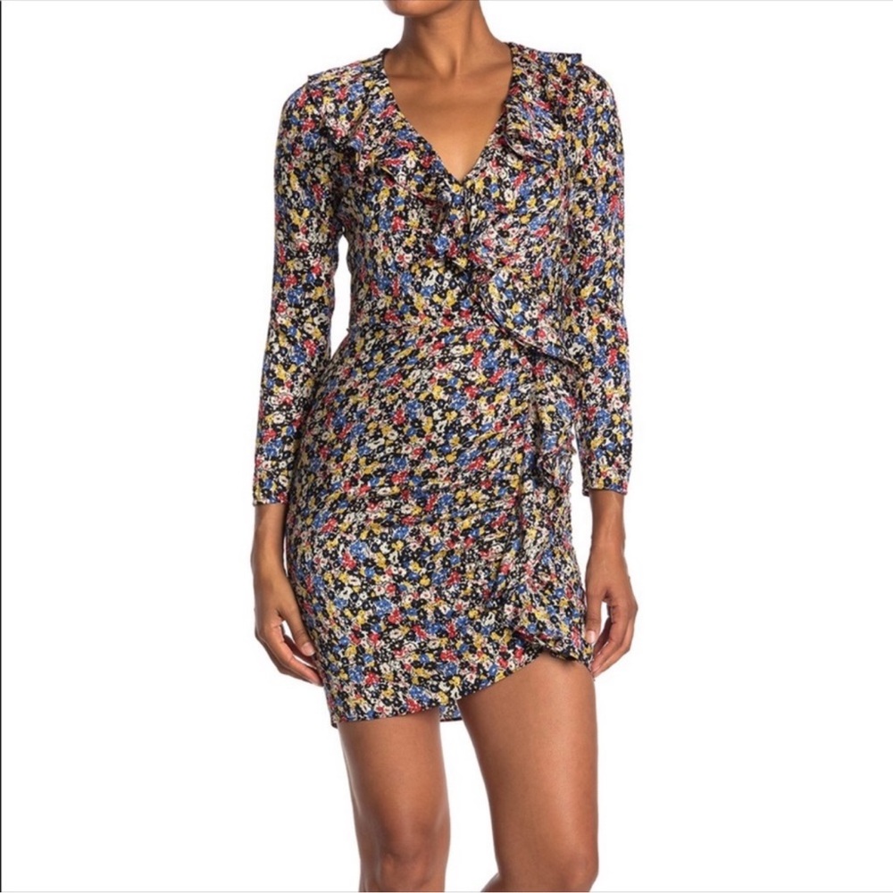 Veronica Beard Minna Floral Ruffle Silk Blend Mini Dress